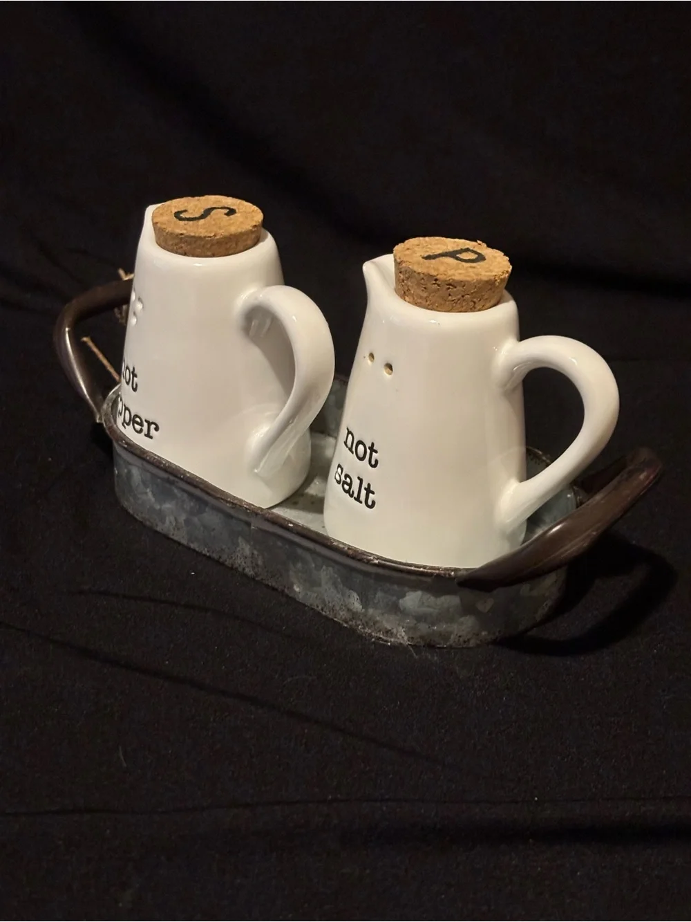 Mud Pie Not Salt and Pepper Caddy Set. Cottage Core.